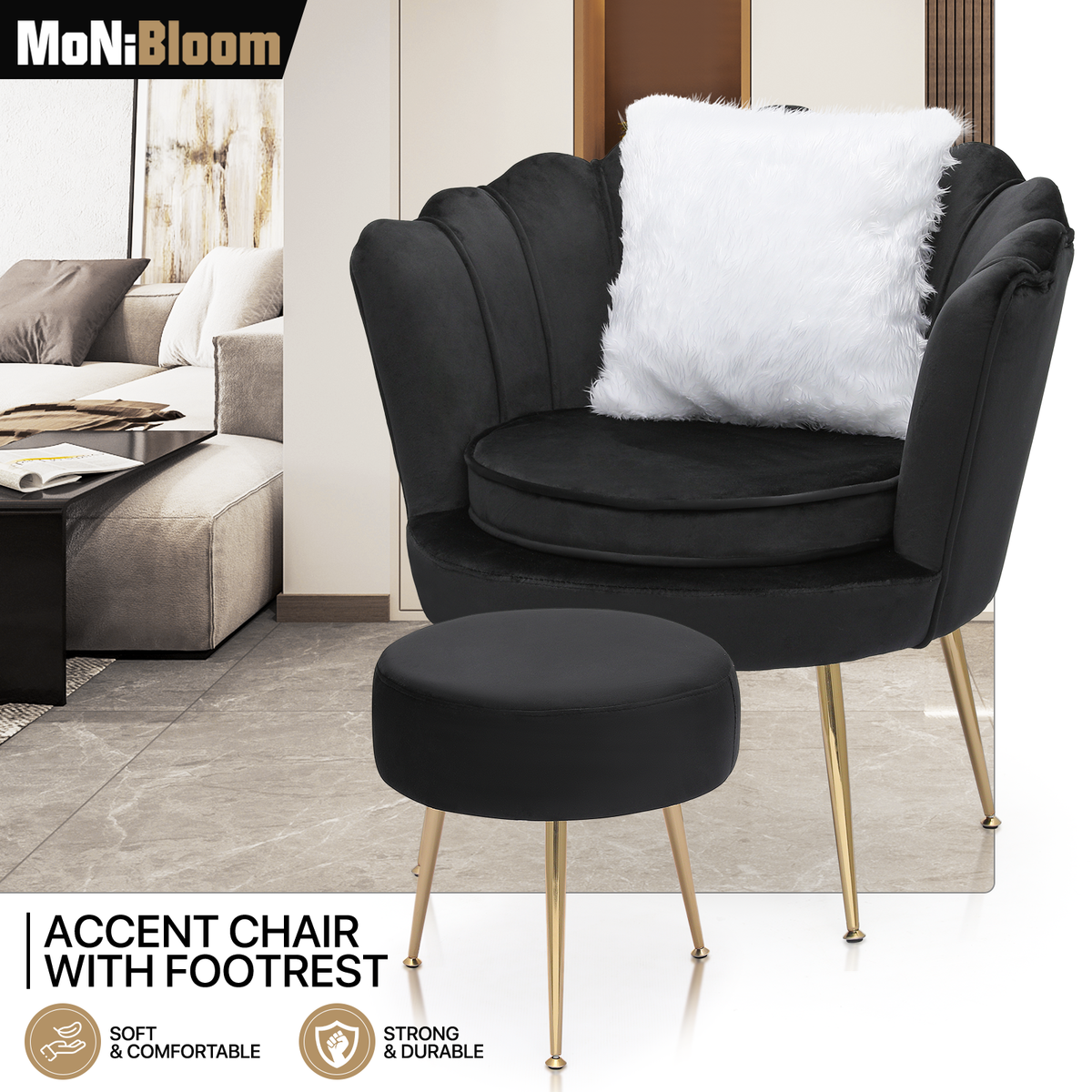 Comfortable Armchairs Black Velvet Tufted Accent Chair Velvet