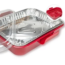 Aluminum Foil Carrier Casserole Dish Food Pans Lid Serving with 2 Foil Pans (...