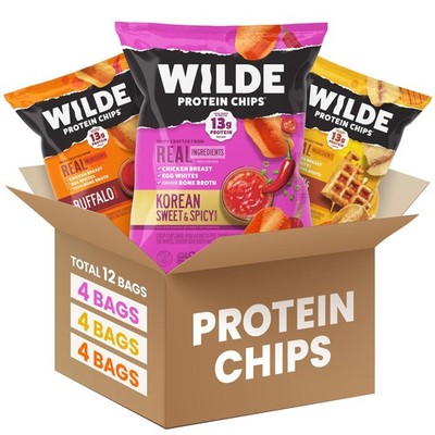 WILDE Protein Chips Variety Pack, High Protein Snacks for Adults, Keto Chips,...