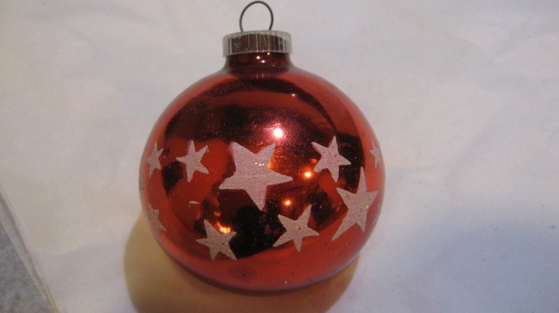 Vintage Christmas West Germany Red Star Stencil Glass Ornament Stars