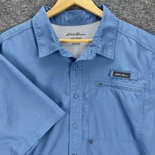 Eddie Bauer Shirt Men s XXL Light Blue Vented Short Sleeve Button Outdoors Hike