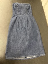 American Eagle Womens Blue Denim Strapless Back Zip Sheath Dress Size 4