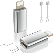 USB C to Lightning Adapter, Type C Adapter for 2 Pack, Silver 