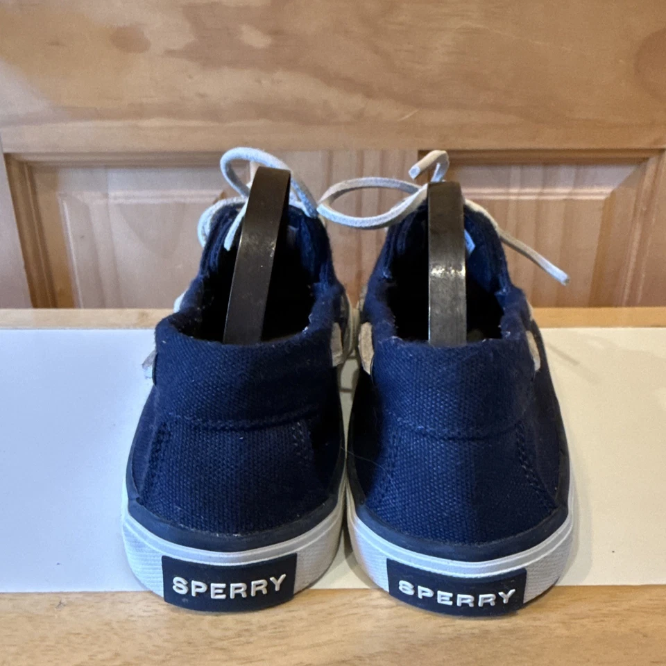 Cordones de cuero de lona azul marino Sperry para mujer 6,5 plantillas de corcho estado excepcional. Foto 4 de 4