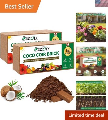 2 Pcs Coco Coir Brick for Plants- 100% Organic Coconut Coir for Garden Soil &...