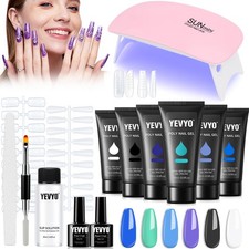 Poly Gel Nail Kit + UV Lamp, Ideal for Beginn...