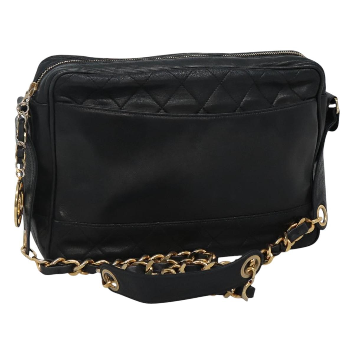 Chanel Camera Black Leather Shoulder Bag Authentic