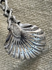 Vintage Silver Scallop Shell Spoon w Branch Handle | Butter Jam Sauce Spoon