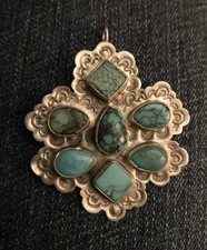 Turquoise & sterling Silver Pendant Signed By Artist Laura Reve’