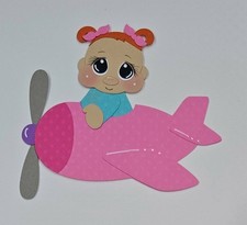 Plane Cute Baby Girl Red Hair Facing Left. Scrapbook, Card Making Paper Piecing