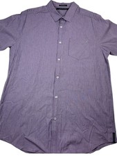 Sean John Shirt Men's 3XL Purple Plaid Cotton Short Sleeve Button-Up Classic