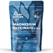 NobleNature Magnesium Glycinate 5-in-1 Complex High Strength 1900mg 90 Capsules 0.17 per thousand milligrams