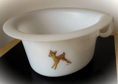 Kinder-Baby-Töpfchen/Kindertoilette 60er J./Plasto-Finnl./m.Schleichmotiv.Aufkl. - Bild 1 von 4