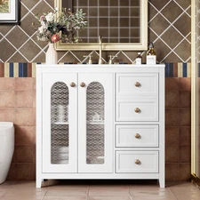 36" Bathroom Vanity w/Two Soft Close Doors & 3 Drawers Bathroom Storage Cabinet