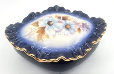 IMPERIAL POTTERY AMERICAN CRAFTSMAN MADE COBALT BLUE ORNATE CANDY DISH