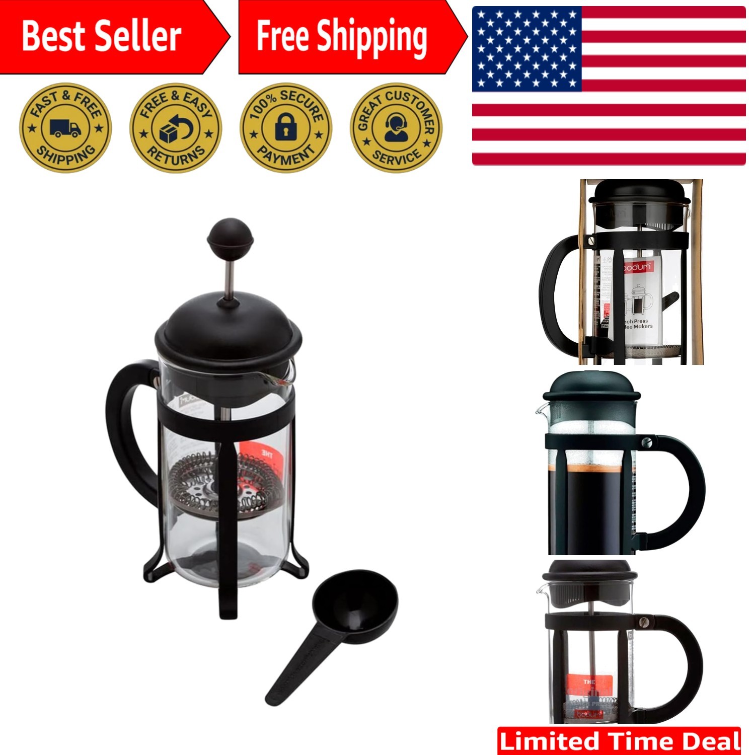 - 34oz Borosilicate Glass Coffee Maker