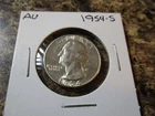 1954-S WASHINGTON SILVER QUARTER AU       38