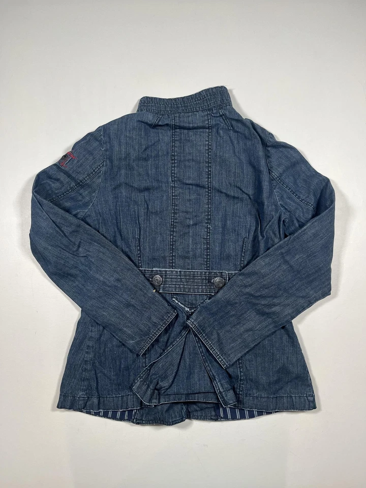 Lois 7 моря куртка женщин XL синий джинсовой ткани двубортный стойка воротник череп с подкладкой - Изображение 2 из 4