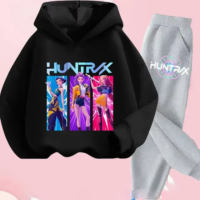Mädchenkleidung Demon Hunters X Hoodie-Set für Kleinkinder, modisches Freizeit-S Mädchenkleidung Demon Hunters X Hoodie-Set für Kleinkinder, modisches Freizeit-S