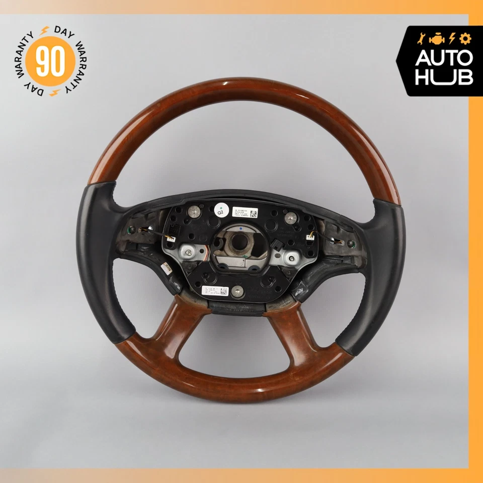 07-10 Mercedes W221 S550 Driver Steering Wheel w/Paddle Shifters Designo Wood - Image 2 of 4