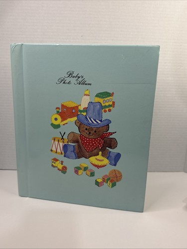 Vintage Baby Memories Photo Book Blue Cowboy Bear-Family Tree 