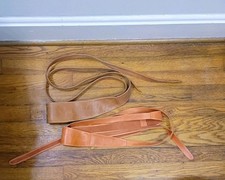 2 ADA Collection Leather Wrap Belts OS Brown Tan Papaya Orange