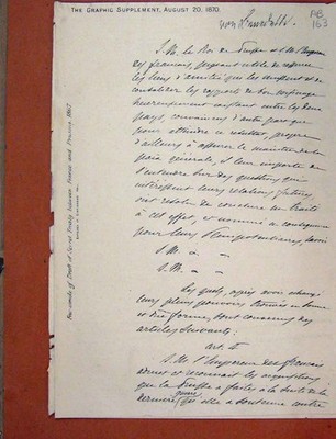 Original alter antiker Druck 1870 Fac-Simile Entwurf Geheimvertrag Frankreich Preußen