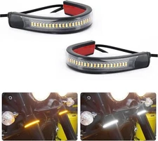 2PCS Motorcycle Turn Signals Led Blinkers Fork Strip Indicator Amber Universal 