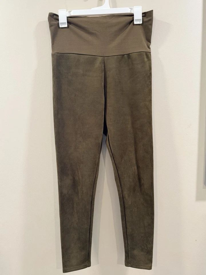 HATCH Maternity Faux Suede Leggings Moss Olive Green Sz Small - Image 3 of 4