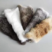 4PCS Natural Rabbit Skin Pelt Fur Hides Leather Tanned Craft Skin Bunny Leather