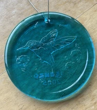 Blenko Glass Suncatcher - Hummingbird - Turquoise