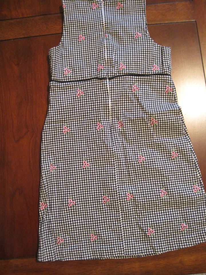 Hartstrings девочка черный чек вышитый цветок Shift платье сарафан размер 6 X EUC - Изображение 3 из 3