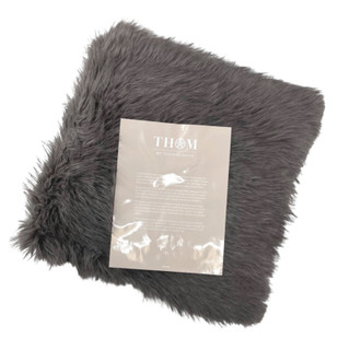 PREMIUM FUCHSFELL OPTIK DEKO KISSEN 50 X 50 CM ANTHRAZIT SCHMUCKJAGD