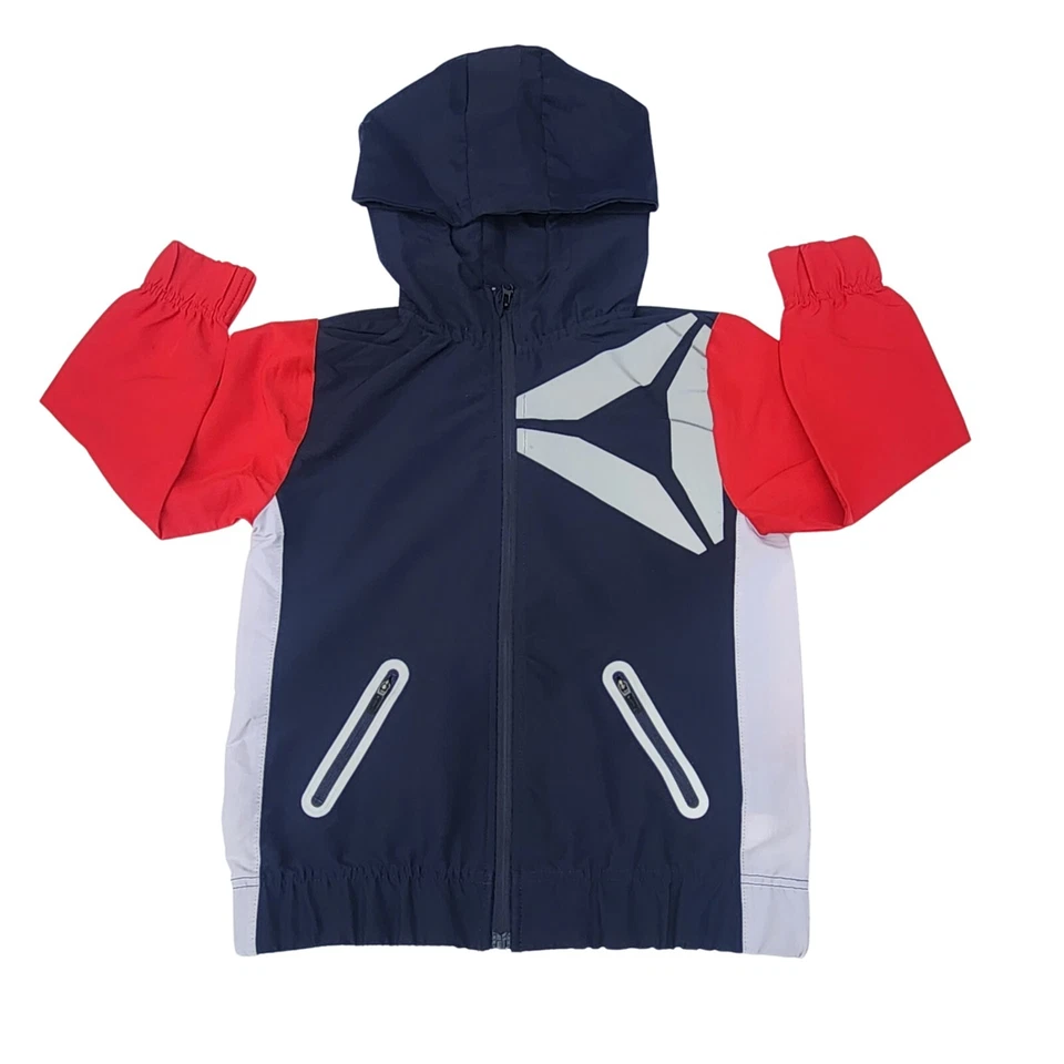 Chaqueta Reebok Niños Cremallera Luz Azul Marino y Rojo Reflectante Sudadera con Capucha Talla XS (4/5) Foto 3 de 4
