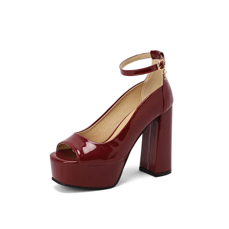 Peep Toe Big Size Mens Heels Ankle Strap Drag Queen Green LGBTQ Lady Shoes 40-50 - Image 4 of 4