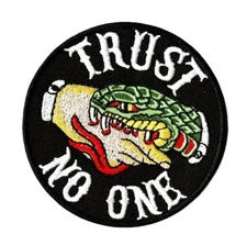 Trust No One Traditional Snake Iron/Sew-on Embroidered Patch for DIY Vest Cloths