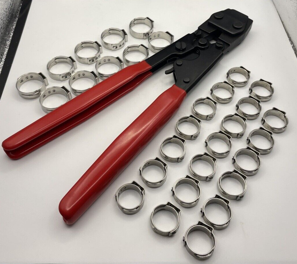 3/8" to 1" PEX Crimping Tool & 10 3/4" & 20 1/2" SS Clamps