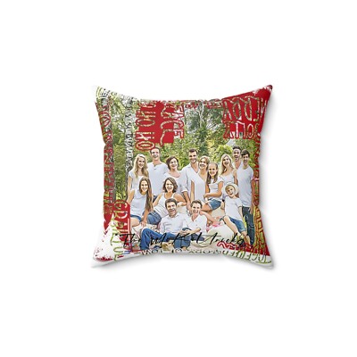 Christmas Personalized Faux Suede Pillowcase | White Red | Words Frame