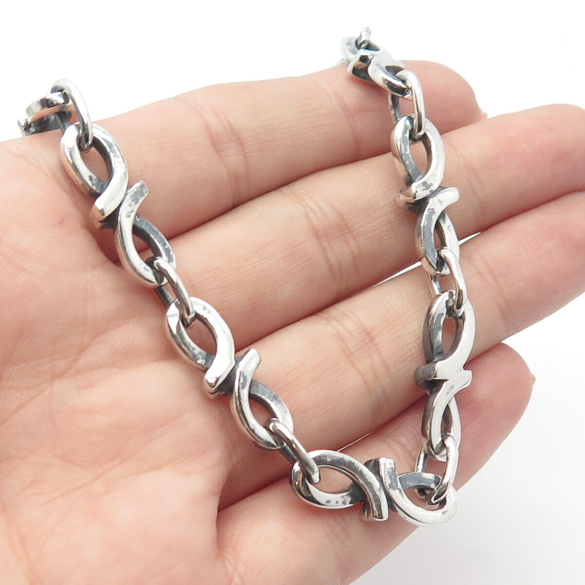 925 Sterling Silver Vintage Mexico Modernist Chain Necklace 925 Sterling Silver Vintage Mexico Modernist Chain Necklace