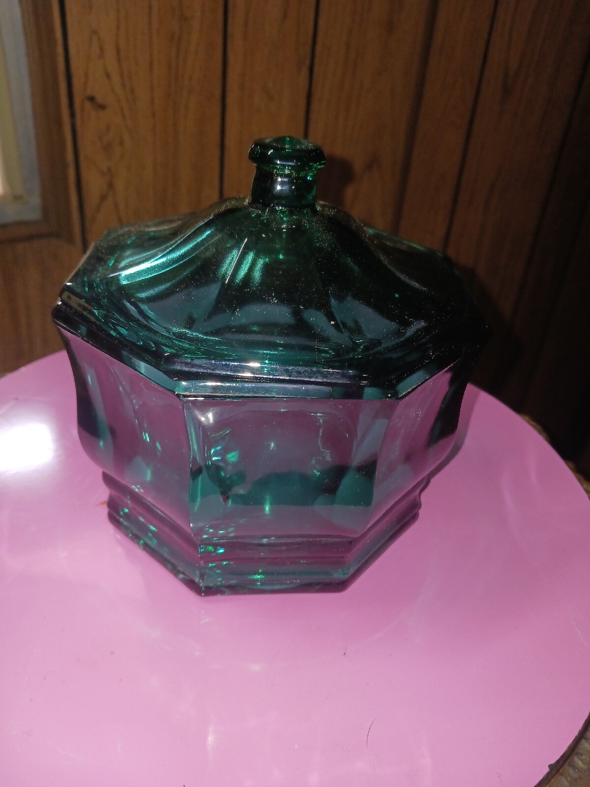 Vintage Indiana Glass Teal Green Lidded Candy Dish eBay