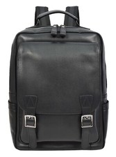 Mens Real Leather Backpack Large Laptop Business Travel Rucksack Modra Black