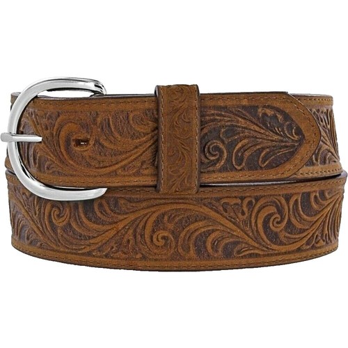 Justin Men's Brown Western Scroll Tooled Belt 53909 | eBay