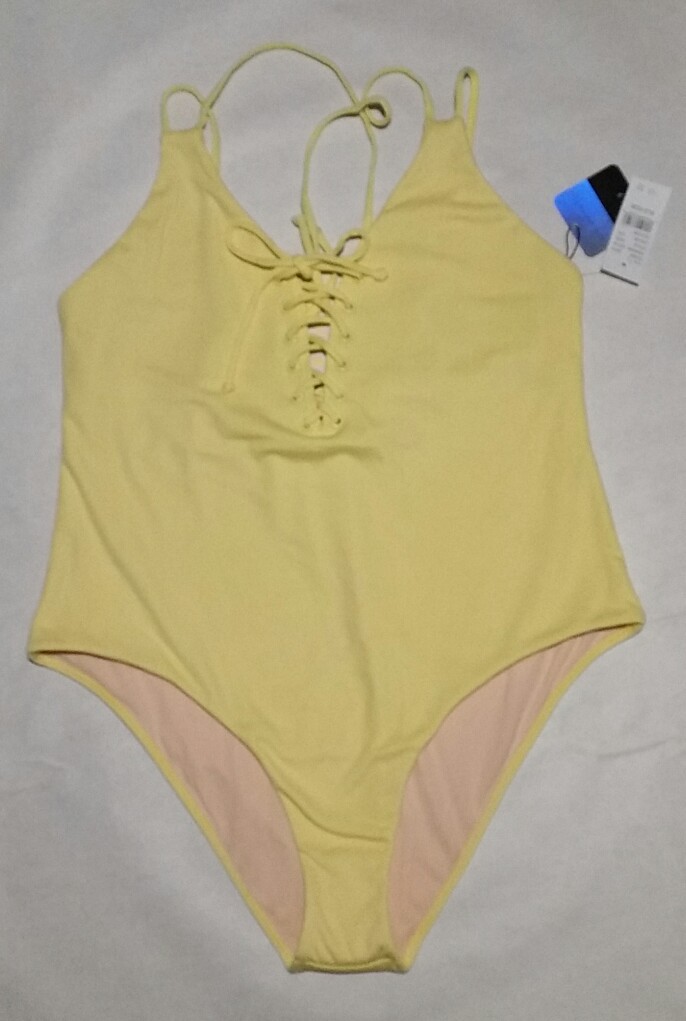 yellow ribbed swimsuit