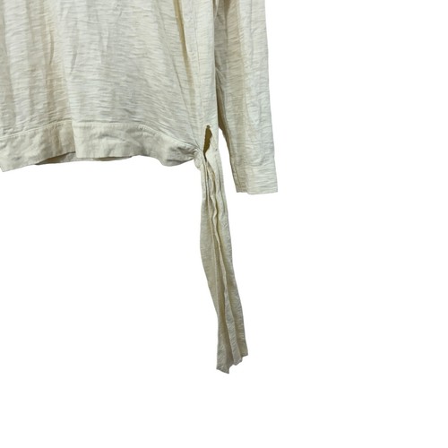 Lilla P Medium Top Beige Ivory Tie Waist Long Sleeve Pullover Cotton Womens - Picture 9 of 11