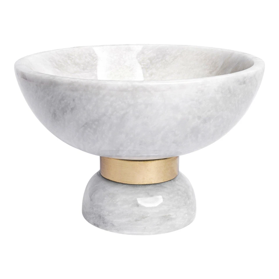 Cuenco de mármol cebra blanco natural con base, tallado a mano diámetro: 8", altura: 6"" Foto 4 de 4