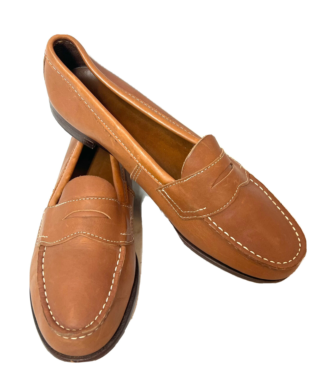 Eastland Tan Brown Cognac Leather Penny Loafers Contr… Gem