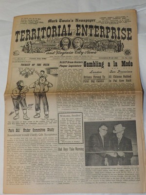 Mark Twain's Newspaper, Territorial Enterprise & Virginia City News MAR.3,1961