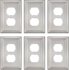 6-Pack Duplex Wall Plate, Satin Nickel Outlet 1 6PK,