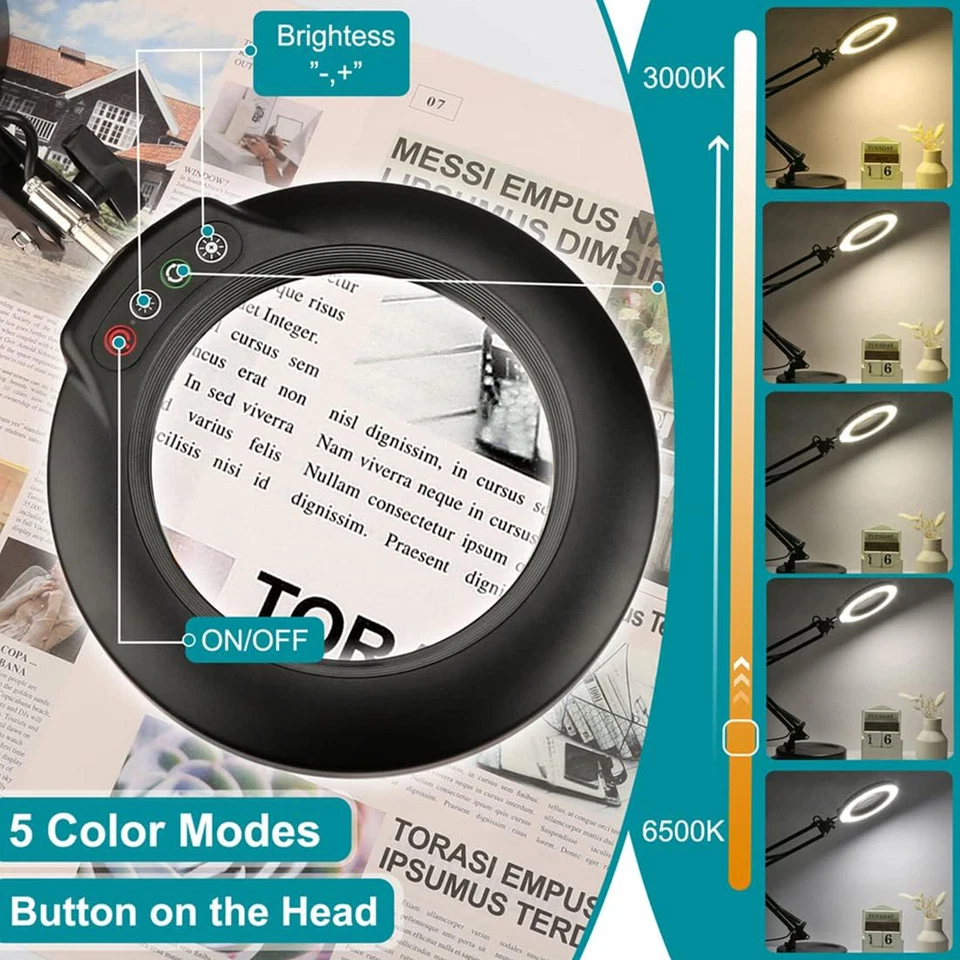 Magnifying Glass with Light and Stand-Magnifier Lamp for Reading & Close Work - Image 4 of 4