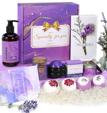 Luxury Bath Gift Set for Women, 12 Pcs Relaxing Lavender Spa Gifts for Women, Se